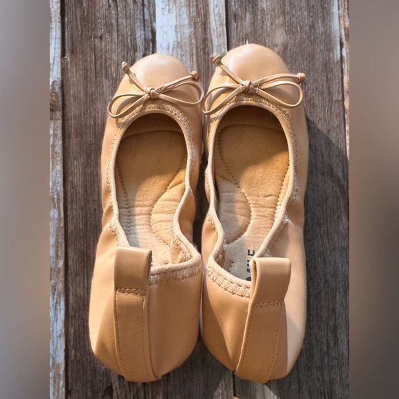 NEW Women's Foldable Ballet Flats Bowknot Round Toe - Tan Size 8.5 - Picture 5 of 12